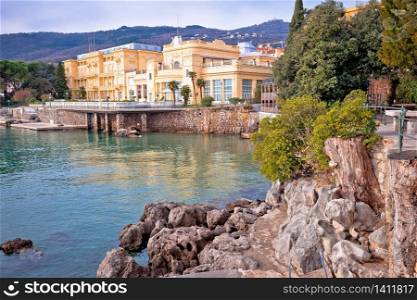Town of Opatija waterfront architecture and nature view, Kvarner bay of Croatia