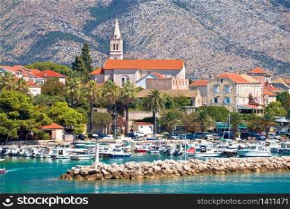 Town of Orebic on Peljesac peninsula waterfront view, southern Dalmatia region of Croatia