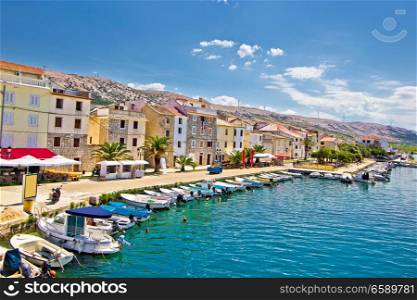 Town of Pag colorful waterfront, Dalmatia, Croatia