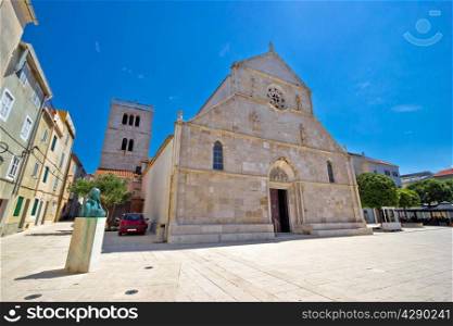 Town of Pag main square cathedral in Dalmatia, Croatia