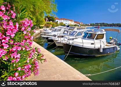 Town of Petrcane turquoise waterfront view, Dalmatia region of Croatia