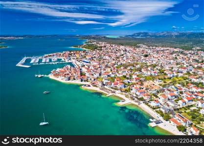 Town of Pirovac coastline aerial view, Dalmatia archipelago of Adriatic sea in Croatia