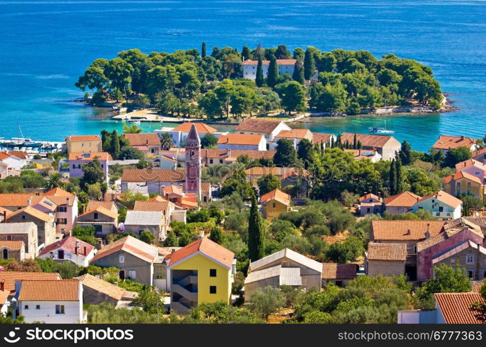 Town of Preko and Galovac island monastery, Ugljan Island, Dalmatia, Croatia