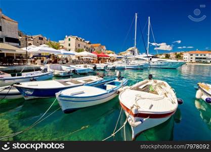 Town of Primosten harbor and waterfront view, Dalmatia, Croatia