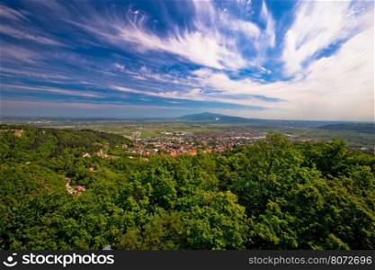 Town of Samobor aerial view, northern Croatia