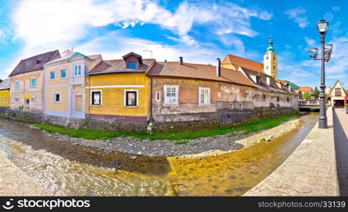 Town of Samobor riverfront panoramic view, northern Croatia