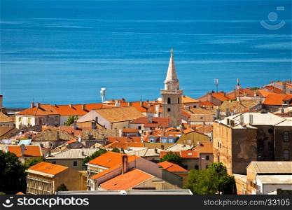 Town of Senj rooftops and waterfront view, Primorje, Croatia