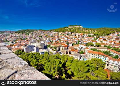 Town of Sibenik and hill fortress view, Dalmatia, Croatia