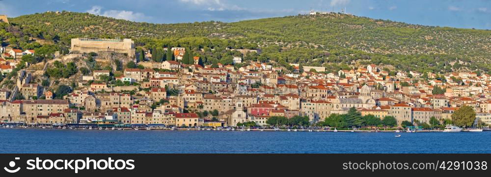 Town of Sibenik waterfront panorama, UNESCO world heritage site in Croatia