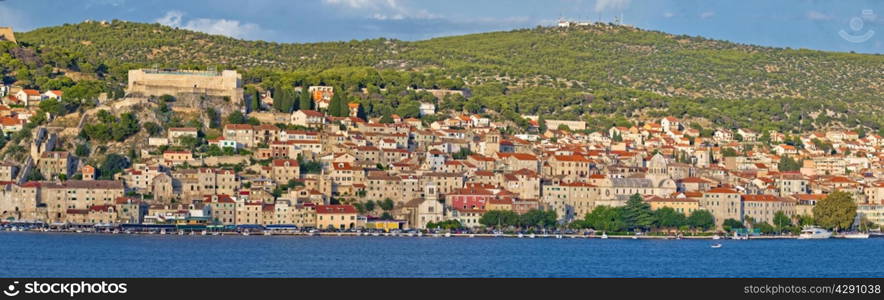 Town of Sibenik waterfront panorama, UNESCO world heritage site in Croatia