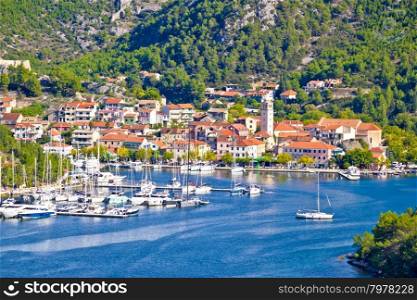 Town of Skradin waterfront view, Dalmatia, Croatia