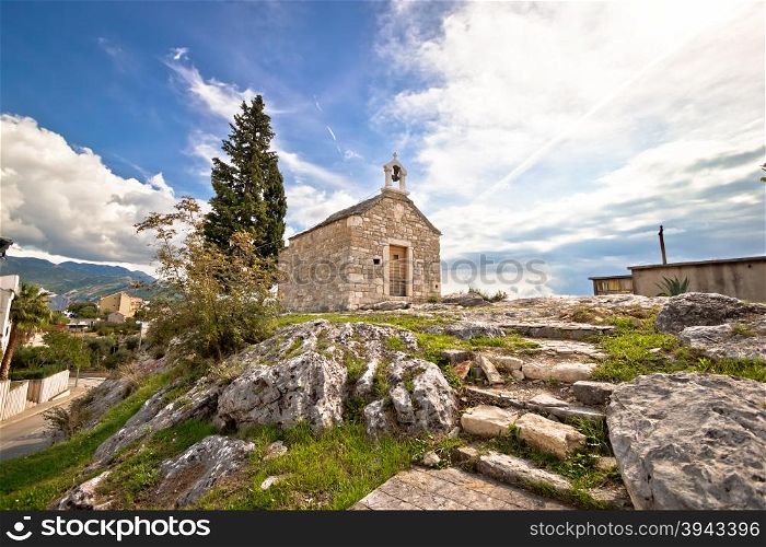 Town of Solin chapel on the rock, Dalmatia, Croatia