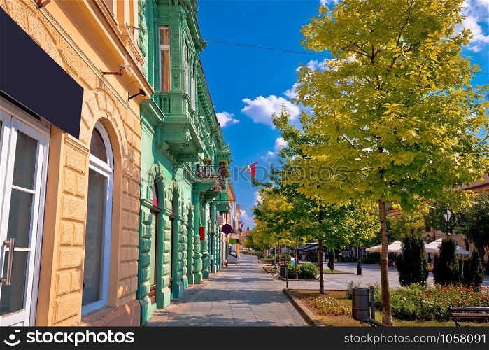 Town of Sombor street and architecture colorful view, Vojvodina region of Serbia