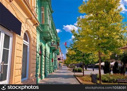 Town of Sombor street and architecture colorful view, Vojvodina region of Serbia