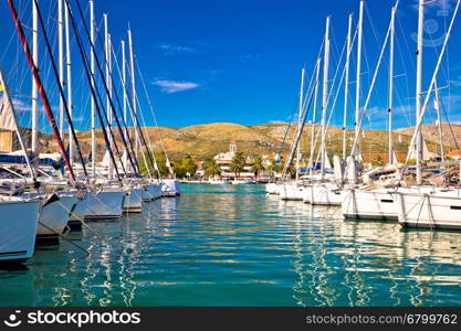 Town of Trogir marina and architecture view, UNESCO world heritage site in Dalmatia, Croatia