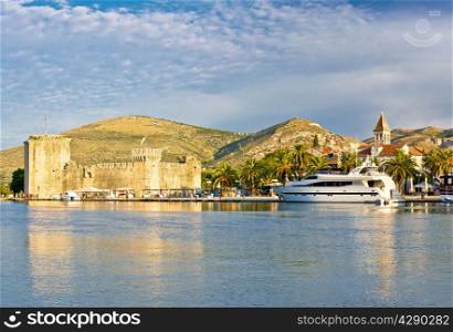 Town of Trogir old citadel and waterfront view, UNESCO world heritage site in Dalmatia, Croatia