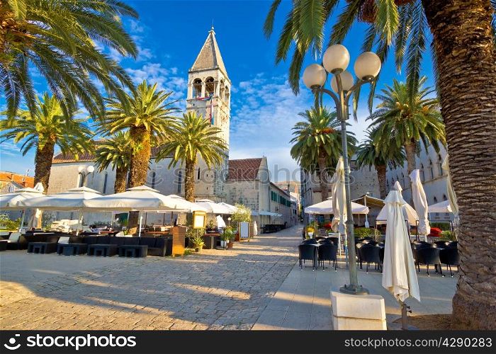 Town of Trogir palm promenade, UNESCO world heritage site in Dalmatia, Croatia