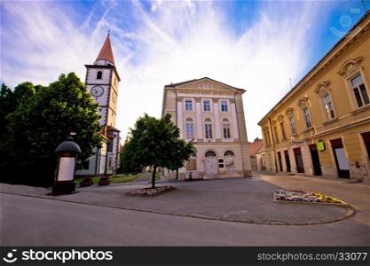 Town of Varazdin church and square, northern Croatia