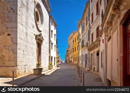 Town of Vodnjan colorful street and stone church view, Istria region of Croatia