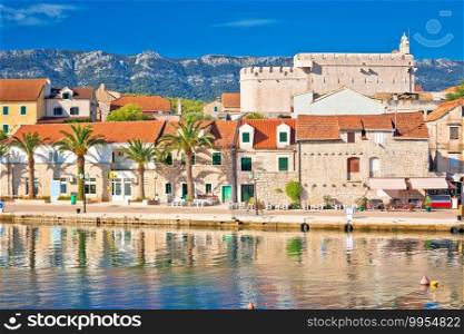 Town of Vrboska waterfront and fortress view, Hvar island, Dalmatia archipelago of Croatia