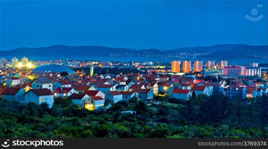 Town of Zadar blue hour panorama, Dalmatia, Croatia