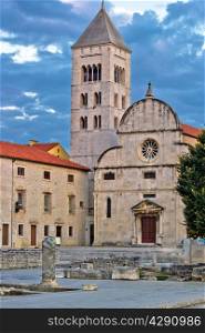 Town of Zadar historic church vertical view, Dalmatia, Croatia