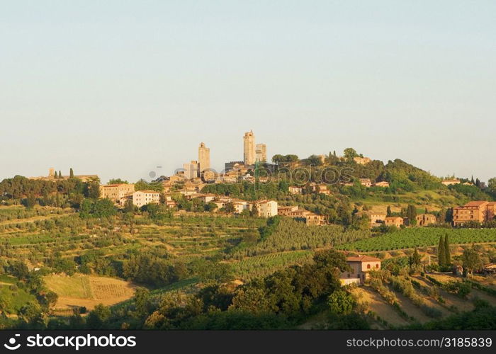 Town on a hill, San Gimignano, Siena Province, Tuscany, Italy