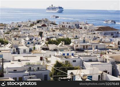 Town on the coast, Mykonos, Cyclades Islands, Greece