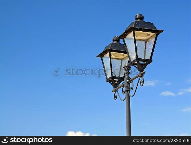 town torch on blue background