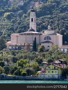 Town tower in Maderno on banks of Lake Garda