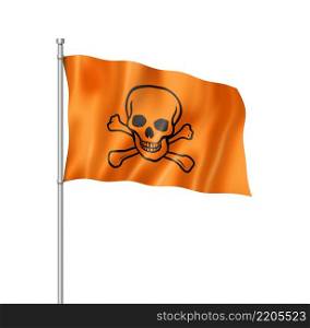 toxic poison skull flag, three dimensional render, isolated on white. toxic poison skull flag isolated on white
