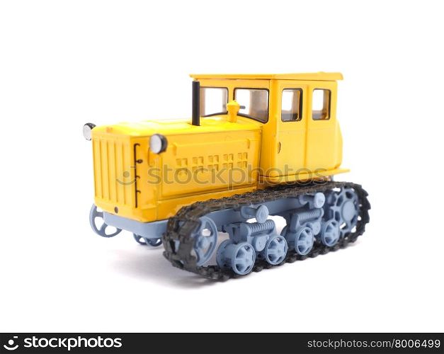 toy bulldozer on white background