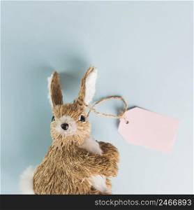 toy bunny with label