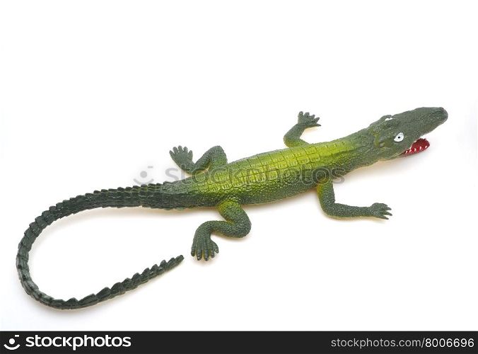 toy crocodile on a white background