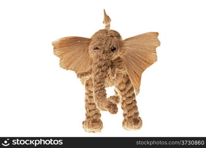 Toy elephant made of linen isolated on white