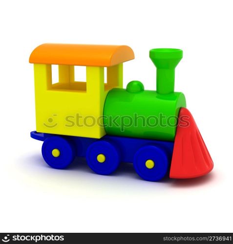 Toy locomotive isolated on the white background