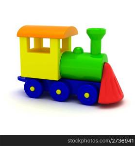 Toy locomotive isolated on the white background
