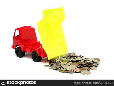 toy lorry with coins - business concept