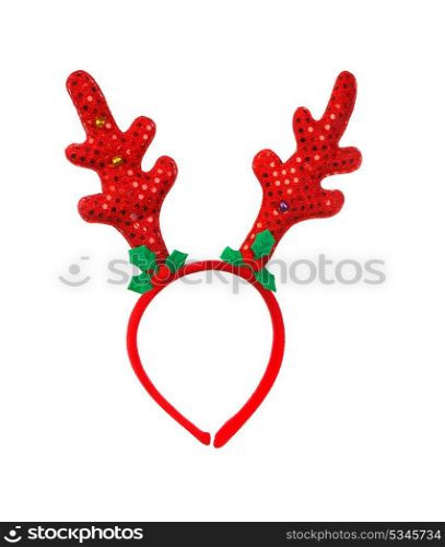 Toy reindeer horns isolated on a white background.