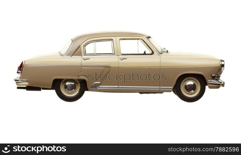Toy retro car isolated on white background