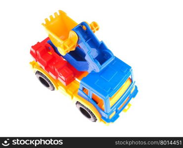 toy truck with a bucket on a white background