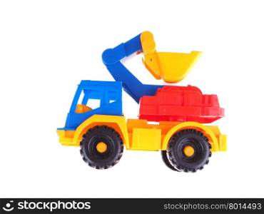 toy truck with a bucket on a white background
