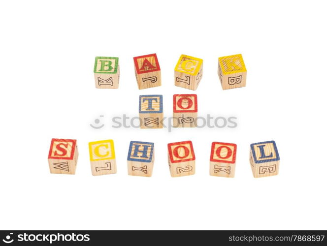 Toy wooden blocks spelling Back To School