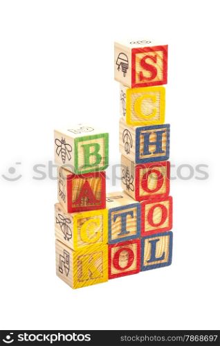 Toy wooden blocks spelling Back To School