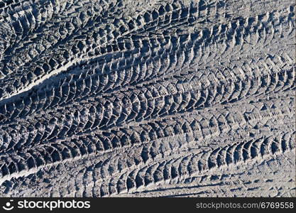 trace of a tyres in the mud