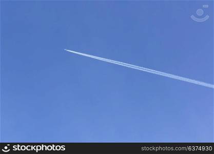 trace of the plane in the sky. trace of the plane in the sky.
