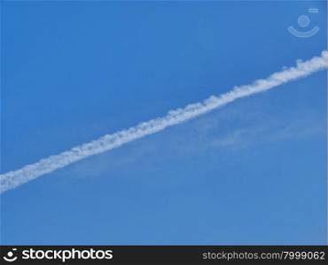 trace of the plane in the sky . trace of the plane in the sky