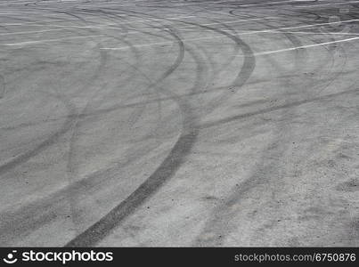 Traces of a braking on an asphalt