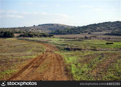Track, grass and rural area of Israel