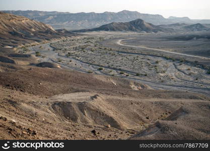 Track in the valley in Negev desert
